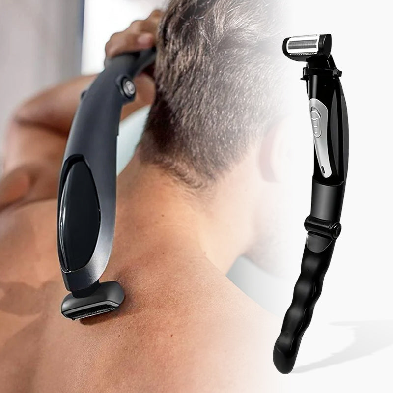 ergonomic long handle for easy back grooming