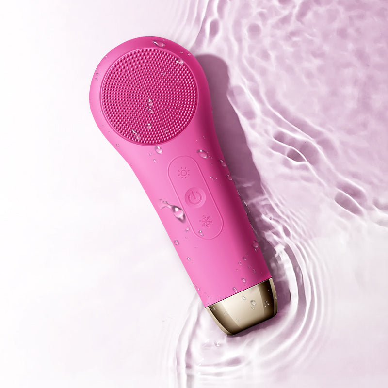 waterproof facial cleansing device with red and blue light